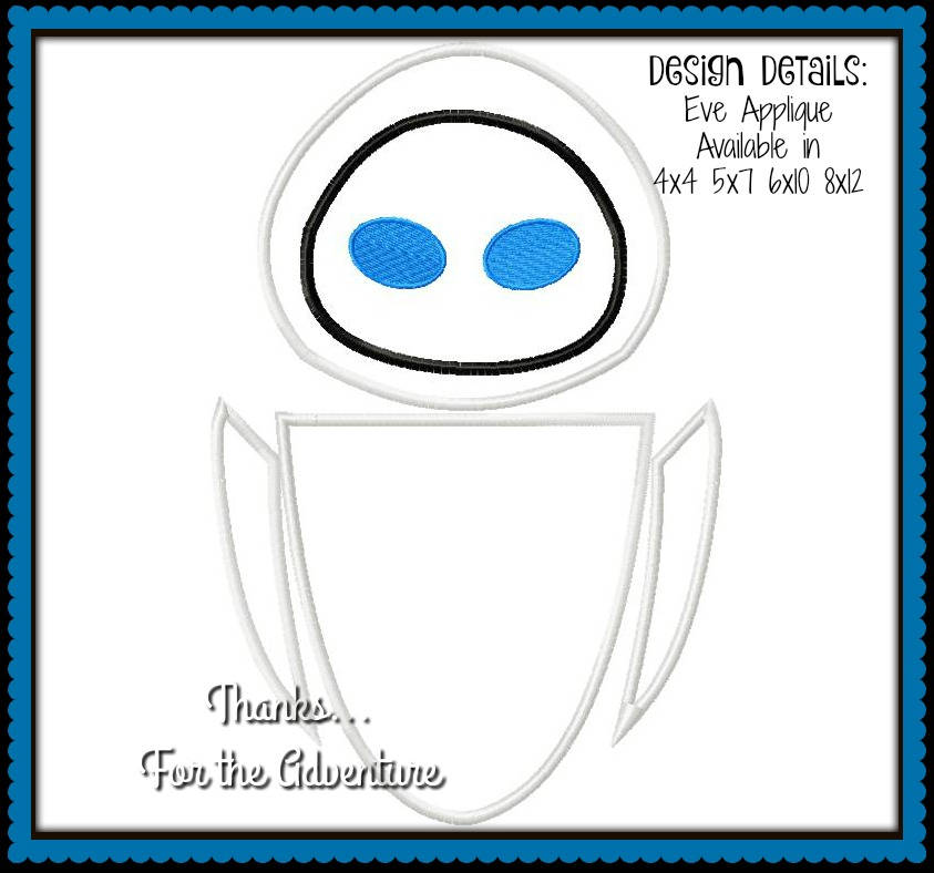 Disney Wall e Embroidery Design Walle and Eve love Embroidery designs