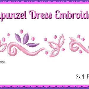 Rapunzel from Tangled Cosplay Dress Embroidery Digital Embroidery Machine  Design File- Total size 2" x 14"- Two hoop options- 8x14 or 2 5x7