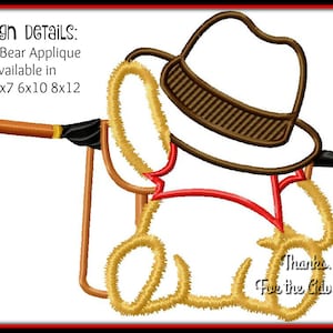 Pooh Bear from Winnie the Pooh Christopher Robin Applique Digital Embroidery Machine  Design File 4x4 5x7 6x10 8x12