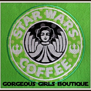 Star Wars Princess Leia Coffee Rebel Resistance Digital Embroidery Machine Applique Design File 4x4 5x7 6x10