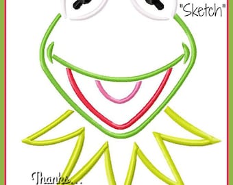 Kermit the Frog Sketch Digital Embroidery Machine Design File 4x4 5x7 6x10