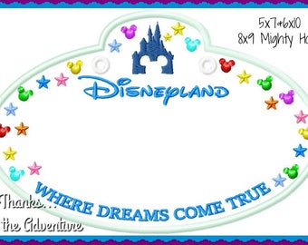 In The Hoop land Paris Cast Member Name Stroller Tag Applique Digital Embroidery Machine Design File 4x4 5x7 6x10 & 8x9 Mighty Hoop