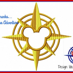 Línea de cruceros Mickey Compass Digital Applique Bordado Máquina de diseño Archivo 4x4 5x7 6x10