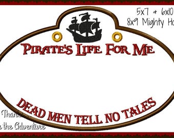 In The Hoop   Pirates of the Caribbean Cast Member Name Stroller Tag Applique Digital Embroidery Machine Design File Multiple Sizes