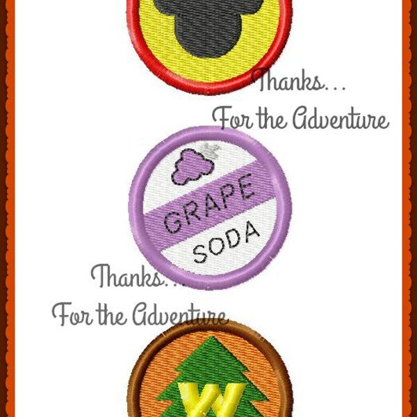 Little Wilderness Explorers Up Badges Digital Embroidery Machine Applique Design File Single 2 inch badges and 3 in a 5x7 hoop