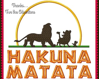 Hakuna Matata Lion King Simba, Timon, Pumba Machine à broder numérique Applique Design File Combo Design 5x7 et 6x10