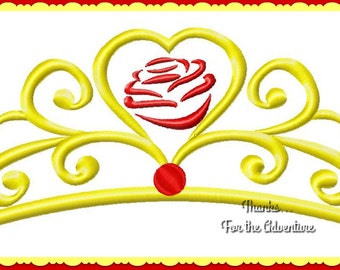 Princess Belle Rose Tiara Crown from  Beauty and the Beast Digital Embroidery Machine  Design File 4x4 5x7 6x10