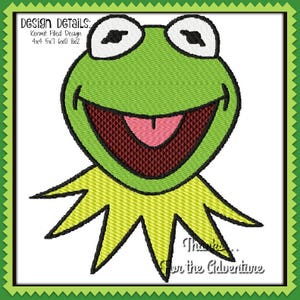 Kermit the Frog Filled Digital Embroidery Machine Design File 4x4 5x7 6x10 8x12