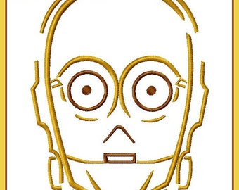 C3PO from Star Wars The Force Awakens Sketch Digital Embroidery Machine Design File 4x4 5x7 6x10