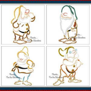 Seven Dwarfs (Individual) Sketch Pack Snow White and the Seven Dwarfs Digital Embroidery Machine Design File 4x4 5x7 6x10 8x12