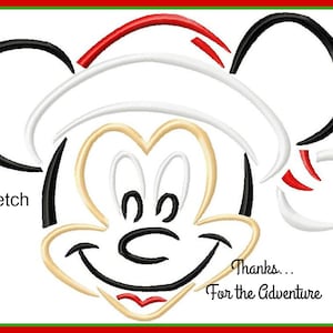 Christmas Santa Mickey Mouse Sketch Digital Embroidery Machine Design File 4x4 5x7 6x10