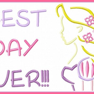 Best Day Ever Saying from Rapunzel Tangled Sketch Digital Embroidery Machine Design File 5x7 6x10