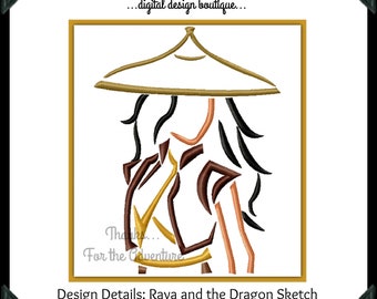 Sketch- Raya and the Last Dragon Sketch Digital Embroidery Machine Design File 4x4 5x7 6x10 8x12