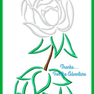 Alice in Wonderland Singing White Rose Sketch Digital Embroidery Machine Design File 4x4 5x7 6x10
