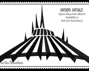 Land Magic Kingdom Espaço Montanha Parque Temático Digital Máquina de Bordar Arquivo de Design de Esboço 4x4 5x7 6x10 8x12