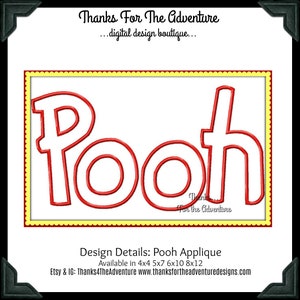 Winnie the Pooh Bear Word Digital Embroidery Machine Applique Design File 4x4 5x7 6x10 8x12