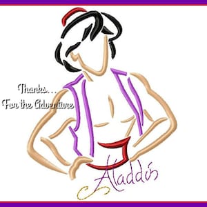 Aladdin Loves Princess Jasmine from Aladdin Autograph Combo Sketch Digital Embroidery Machine Design File 5x7 6x10