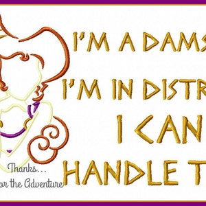 Damsel in Distress Megara saying from Hercules Sketch Digital Embroidery Machine Applique Design File 5x7 6x10