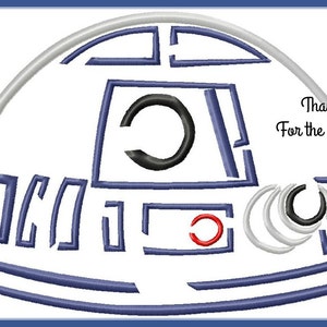 R2D2 from Star Wars The Force Awakens Sketch Digital Embroidery Machine Design File 4x4 5x7 6x10