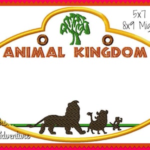 In The Hoop  Cast Member Animal Kingdom Lion King Name Stroller Tag Applique Digital Embroidery Machine Design File Multiple Sizes