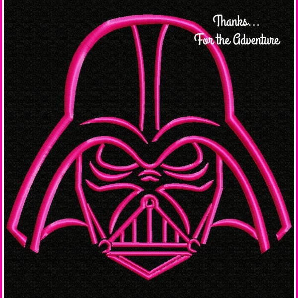 Darth Vader from Star Wars Sketch Digital Embroidery Machine Design File 4x4 5x7 6x10