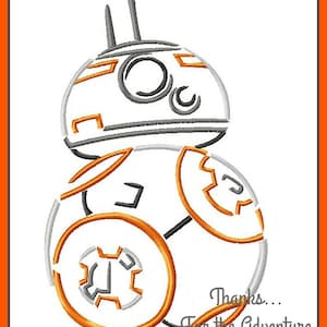 BB8 from Star Wars The Force Awakens Sketch Digital Embroidery Machine Design File 4x4 5x7 6x10