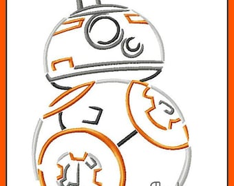 BB8 from Star Wars The Force Awakens Sketch Digital Embroidery Machine Design File 4x4 5x7 6x10