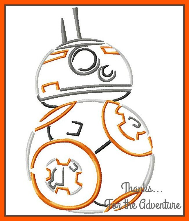 BB8 da Star Wars Il risveglio della Forza Schizzo Digital Embroidery Machine Design File 4x4 5x7 6x10