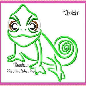 Pascal Rapunzel&#39;s Chameleon  from Tangled Sketch Digital Embroidery Machine  Design File 4x4 5x7 6x10