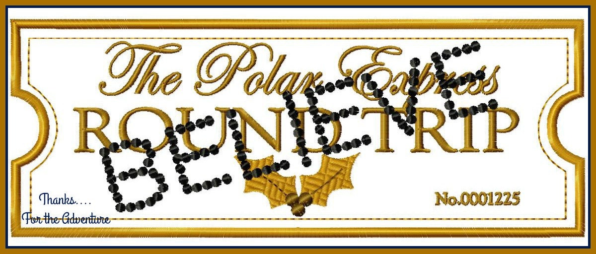 Gold Christmas Train Ticket Believe Applique Digital Etsy