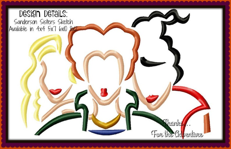 Sanderson Sisters From Hocus Pocus Digital Embroidery Machine Etsy