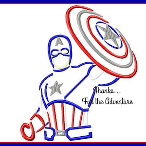 Captain America Sketch Digital Embroidery Machine Design File 4x4 5x7 6x10