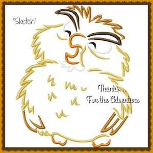 Archimedes  from Sword in the Stone Sketch Digital Embroidery Machine Design File 4x4 5x7 6x10