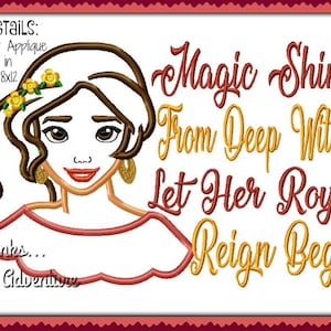 Book Reading Pillow Combo Saying Princess Elena of Avalor Digital Embroidery Machine Applique Design File  5x7 6x10 8x12