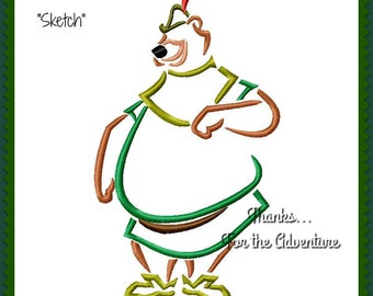 Little John from Robin Hood Fox Digital Embroidery Machine Sketch Design File 4x4 5x7 6x10
