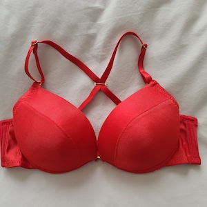 Red Satin Bra Satin Mesh Bra Balconette Bra Red Satin Victoria's