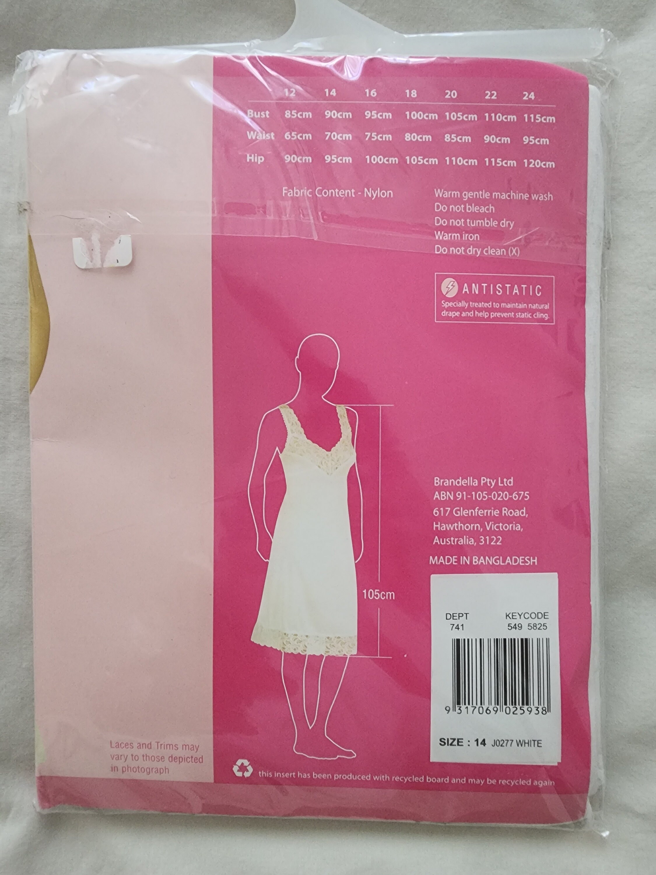 Full Slip Petticoat by Brandella Lingerie size 14 Aus & 36 Etsy