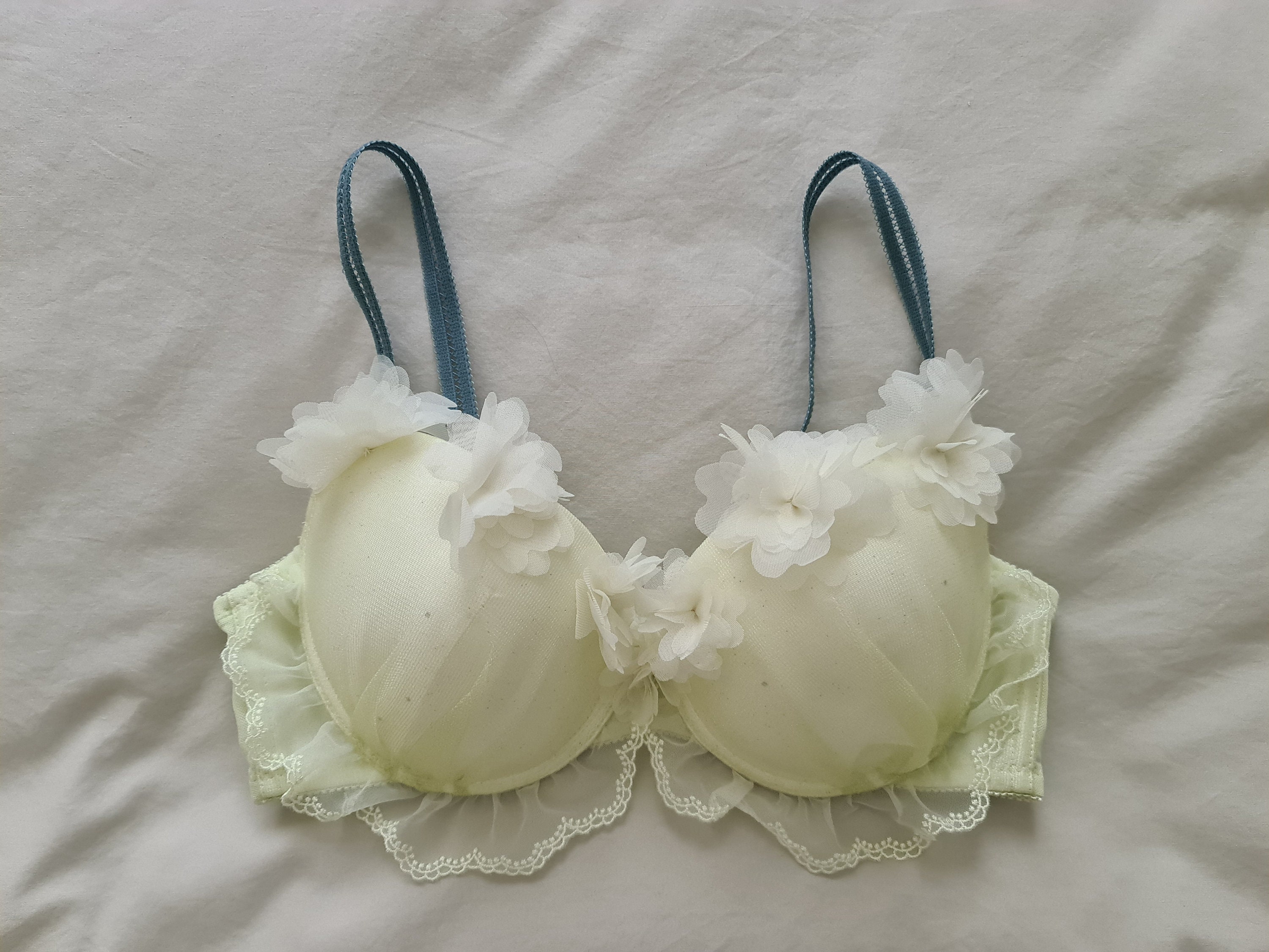 SOLD - White Butterfly 34C Rave Bra