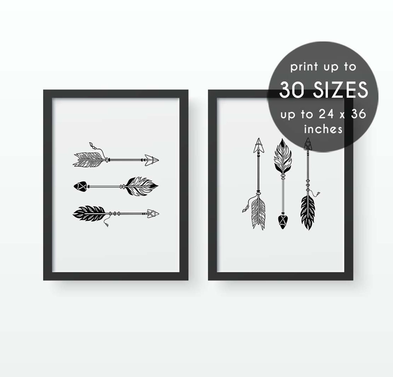 Arrow Art Set of 2 Prints Arrow Wall Art Arrow Printable Etsy
