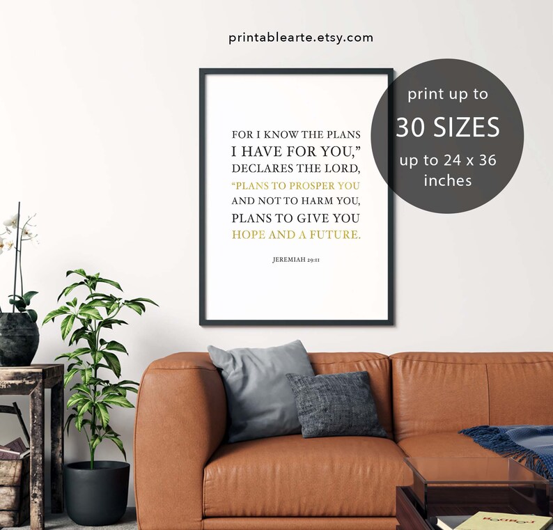 Plans to Prosper Printable Verse Typography Inspiration Etsy