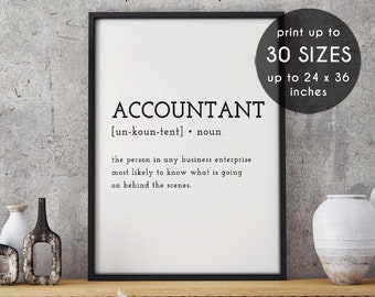 Accountant, definition poster, dictionary print, wall decor, instant download, dictionary art, funny definition, definition wall art