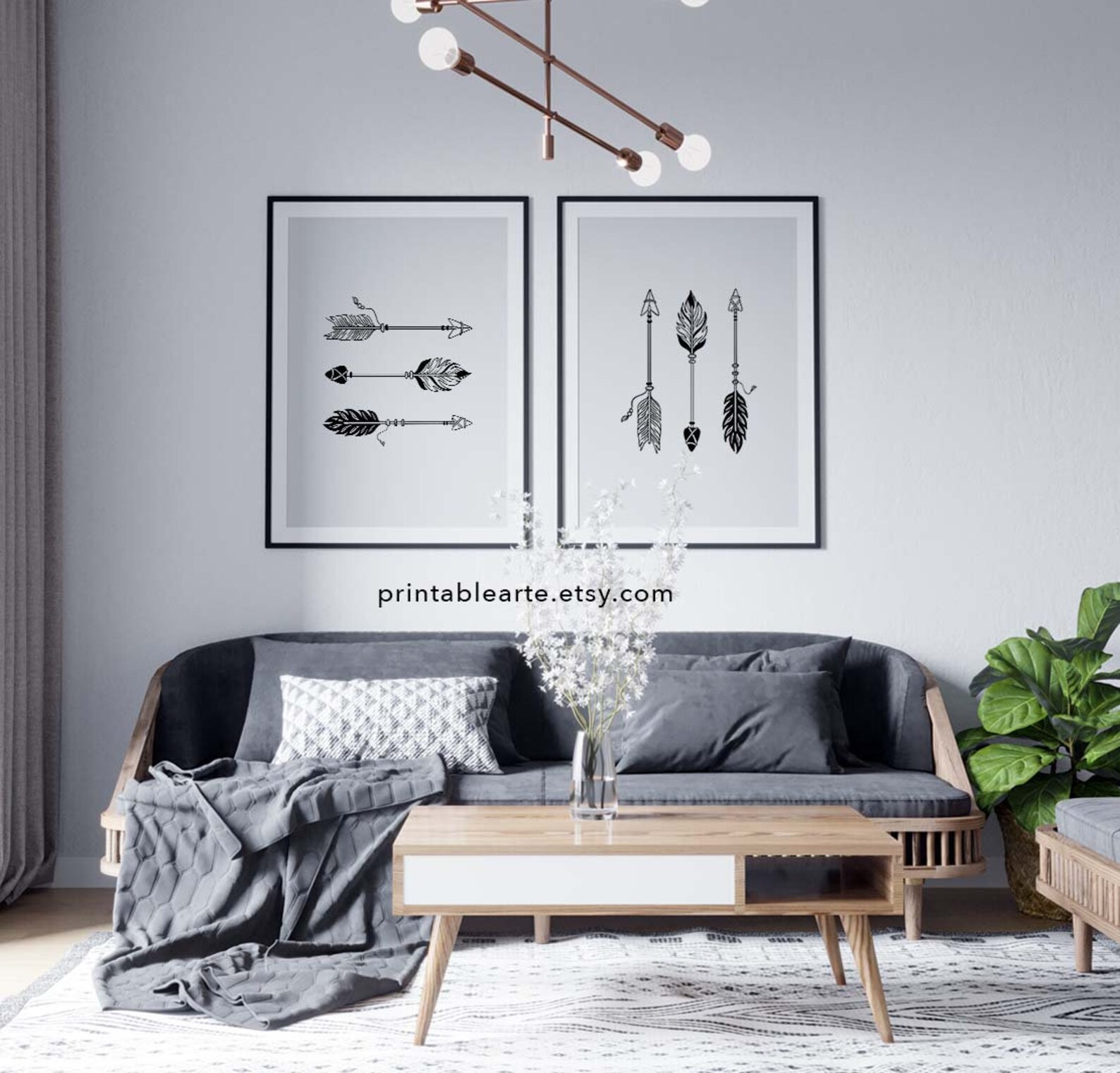 Arrow Art Set of 2 Prints Arrow Wall Art Arrow Printable - Etsy