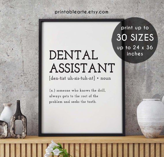 Dental Assistant Definition Wall Decor Instant Download Etsy
