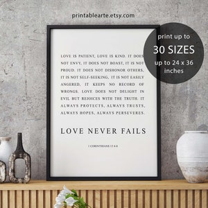 1 Corinthians 13:4-8, Poster Sign Card, Digital Artwork, Printable Wall Art, Bible Verse, Instant Download, Bible, Bible Verse Art, Digital