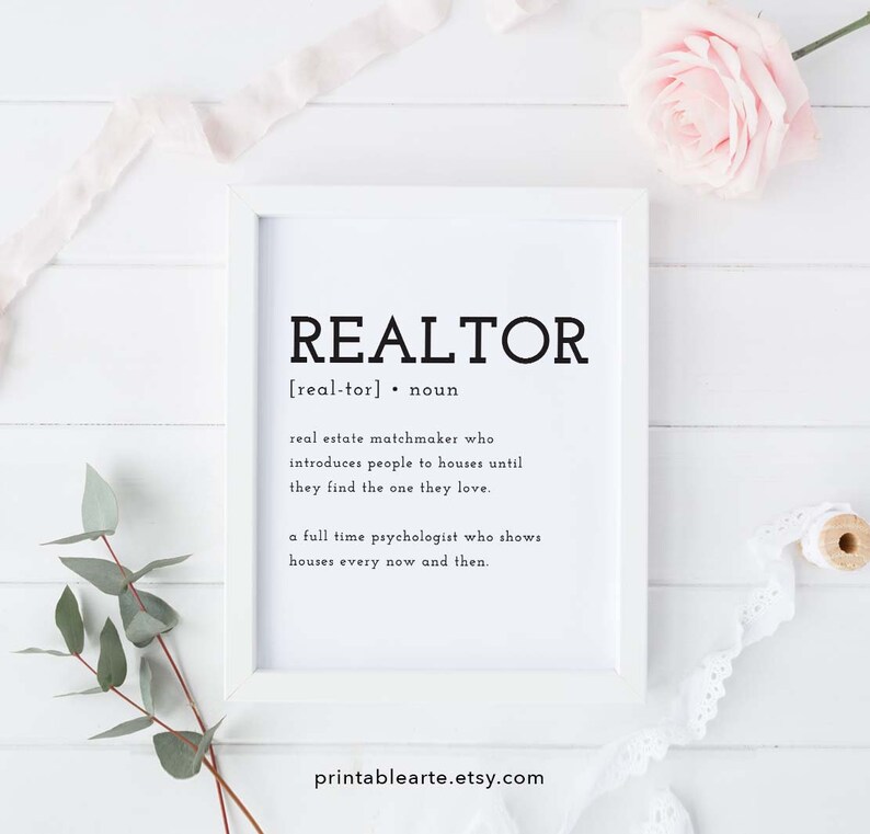 Realtor Print Realtor Poster Realtor Definition Print | Etsy