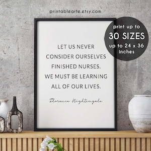 Gift For Nurse, Florence Nightingale Quote, Let Us Never Consider Ourselves Finished Nurses, Printable Nurse Quotes, Nursing Student Gifts
