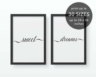 Sweet Dreams Print, Printable Quotes for Baby, Calligraphy Art Print, Sweet Dreams Wall Art, Sweet Dreams Printable Set, Set of Print