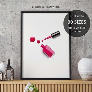 Nail polish, vanity print, makeup illustration, makeup art prints, home decor, print, makeup poster, makeup prints, makeup printable, red