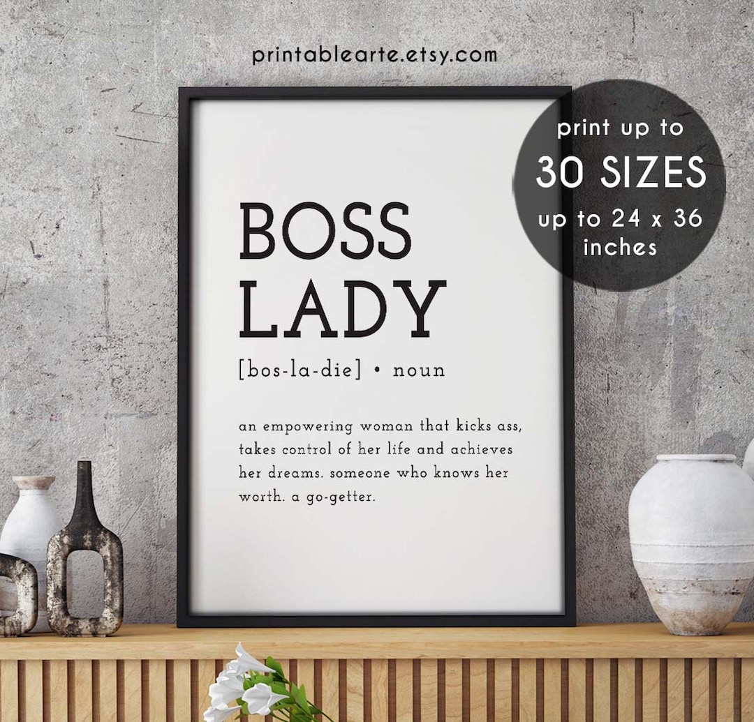 Boss Lady Definition, Boss Gift, Printable Office Decor, Definition