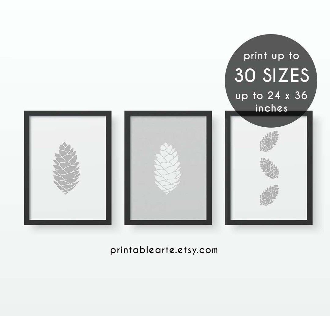 Acorn Wall Art, Christmas Print, Fall Decor, Grey Wall Art, Sliver Art